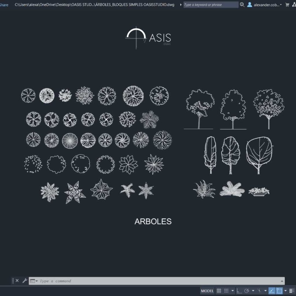Árboles_Bloques Simples_AutoCAD_OasisStudio