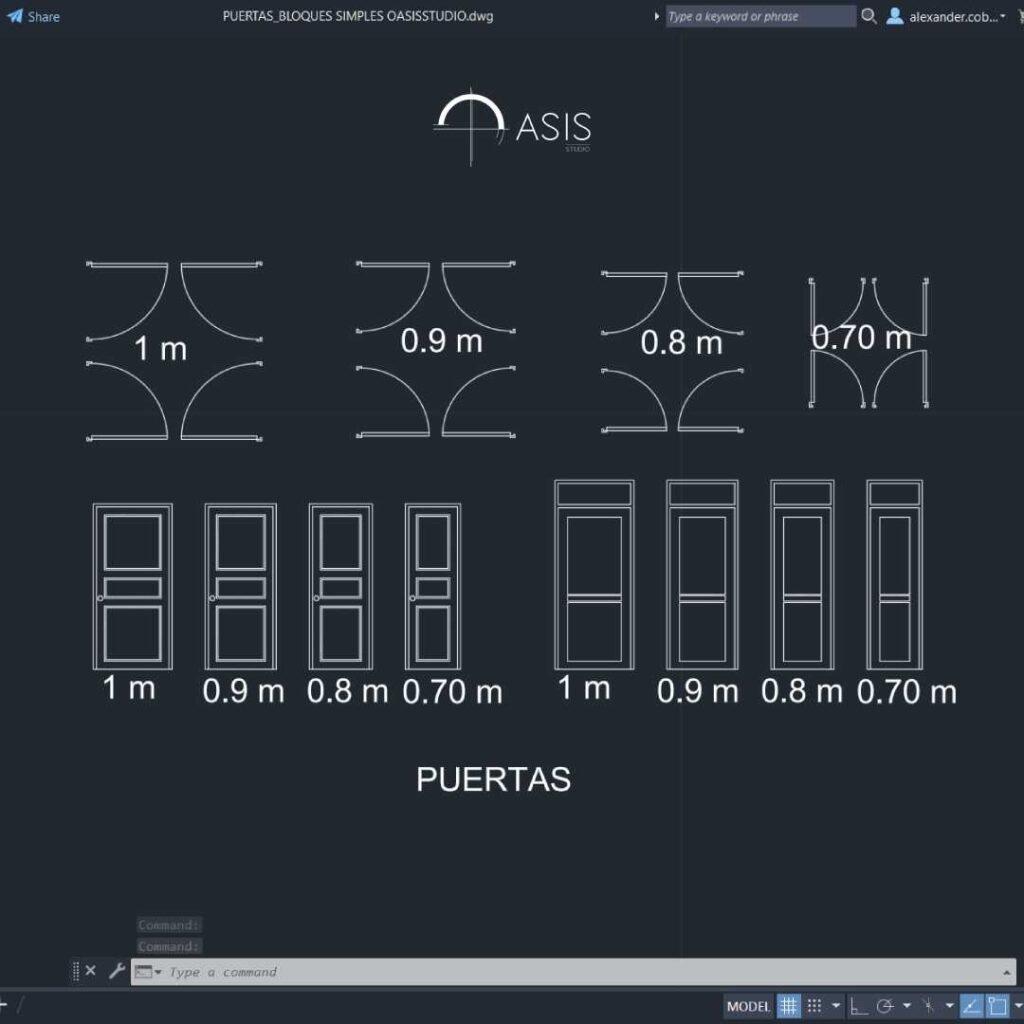 Puertas_Bloques Simples_AutoCAD_OasisStudio